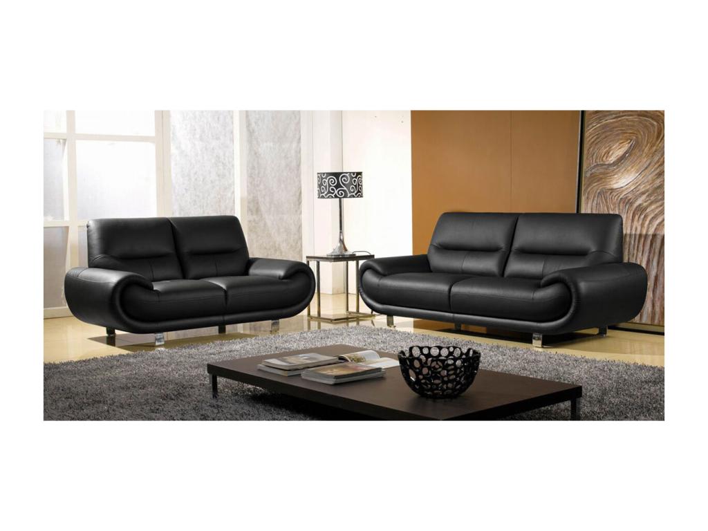 Canapé cuir 2 places Boislis Noir - Angle Droit QPST10091