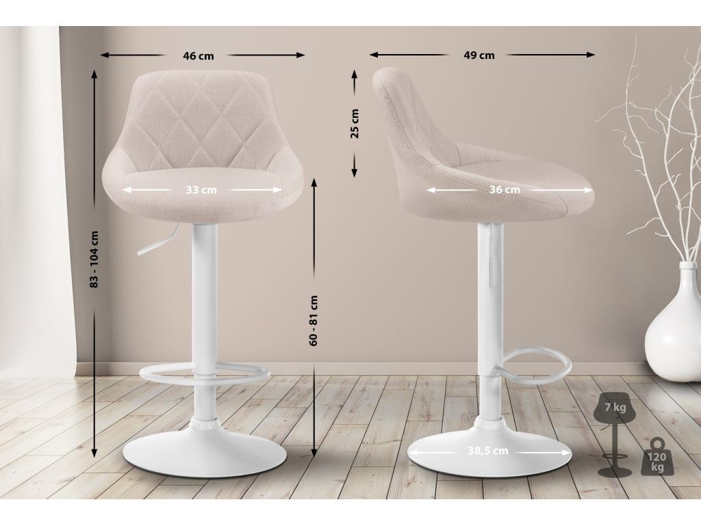 Tabouret de bar chaise métal blanc 46x49x83 cm 10 0005091 RRYM21812