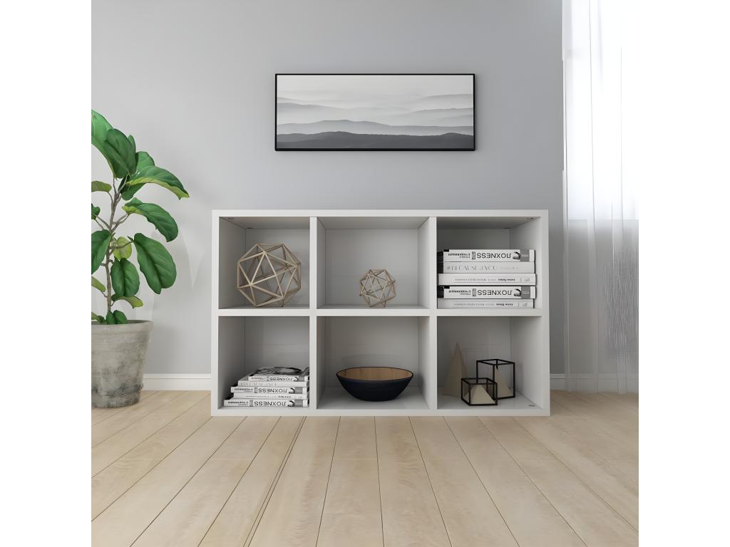 Bibliothèque/Buffet Blanc brillant 66x30x97,8 cm Aggloméré OFTG94360