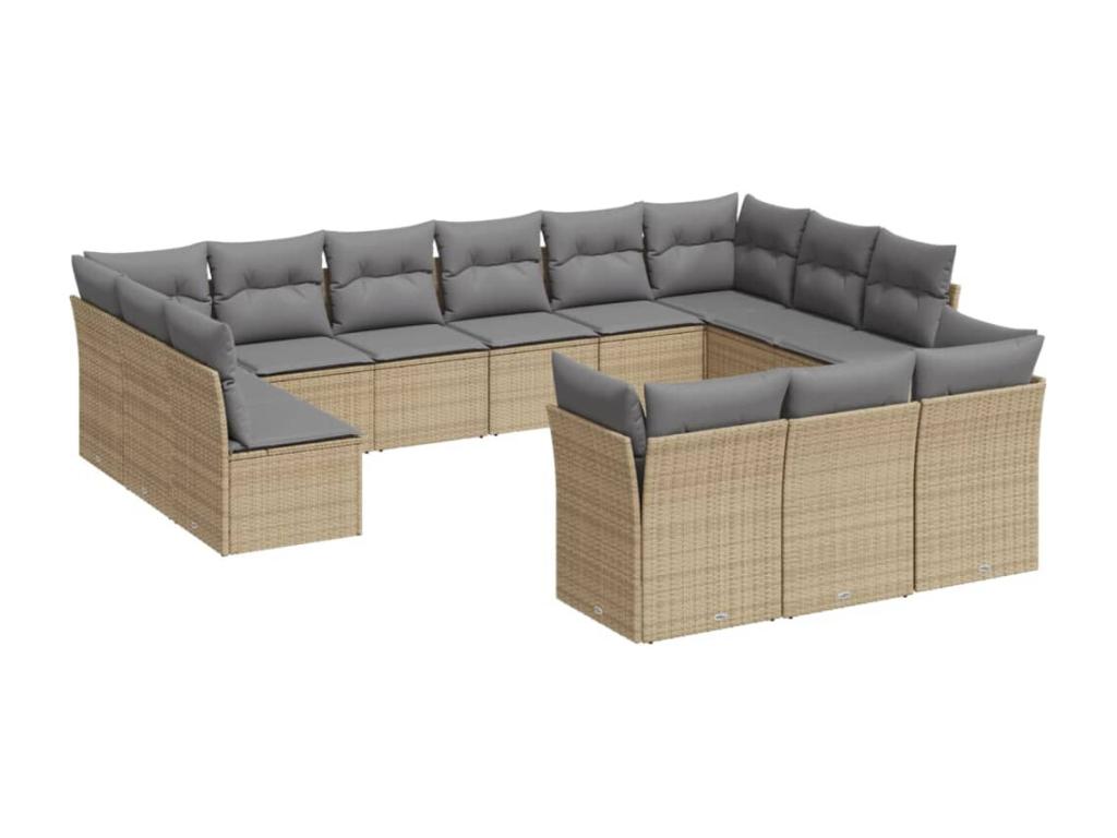 Salon de jardin avec coussins 13 pcs beige résine tressée UTJS21422
