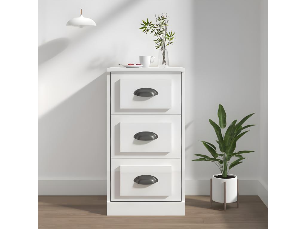 Buffet blanc brillant 36x35,5x67,5 cm bois d'ingénierie JMIR64811