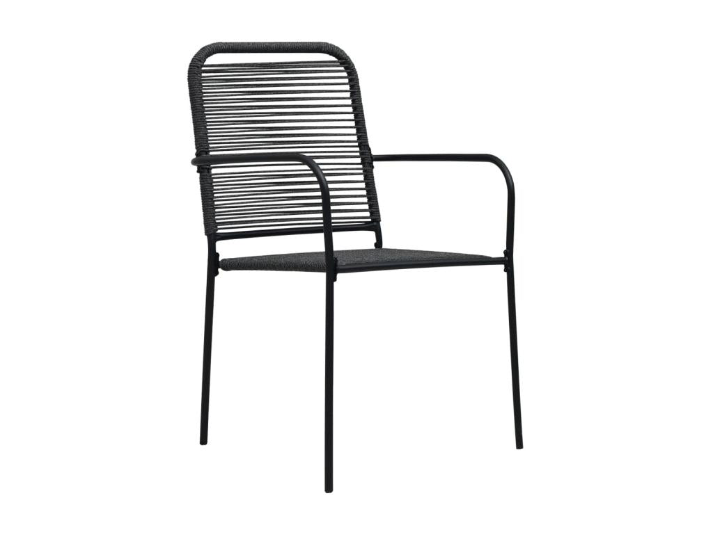 Chaises de jardin 4 pcs Corde en coton et acier Noir TNNK62466