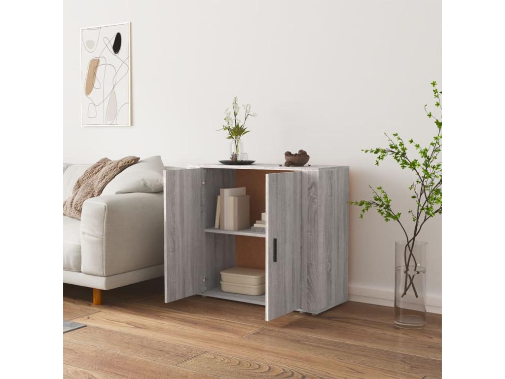 Buffet Ventoriq gris 80x33x70 cm Bois d'ingénierie VIQV20754