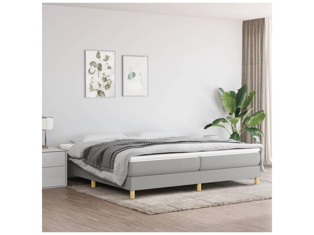 Sommier à Ventoriq de lit avec matelas Gris clair 200x200 Tissu NDKJ65932
