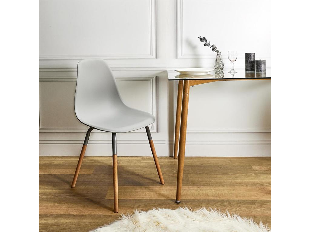 Boislis - Lot de 2 Chaises Polypropylène Gris et Bois DVCW13850