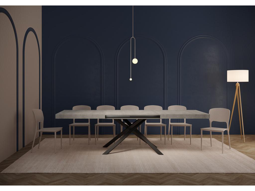Table extensible 90x200/460cm Karida gris béton pieds anthracite HBGA83752