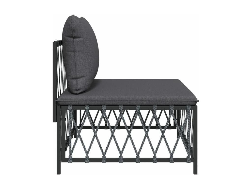Canapé central de jardin avec coussins anthracite tissu tissé QLDI71119