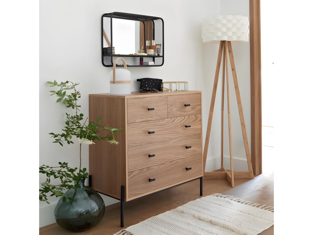 Commode 5 Tiroirs Design Boislis 83cm Naturel INTS74199