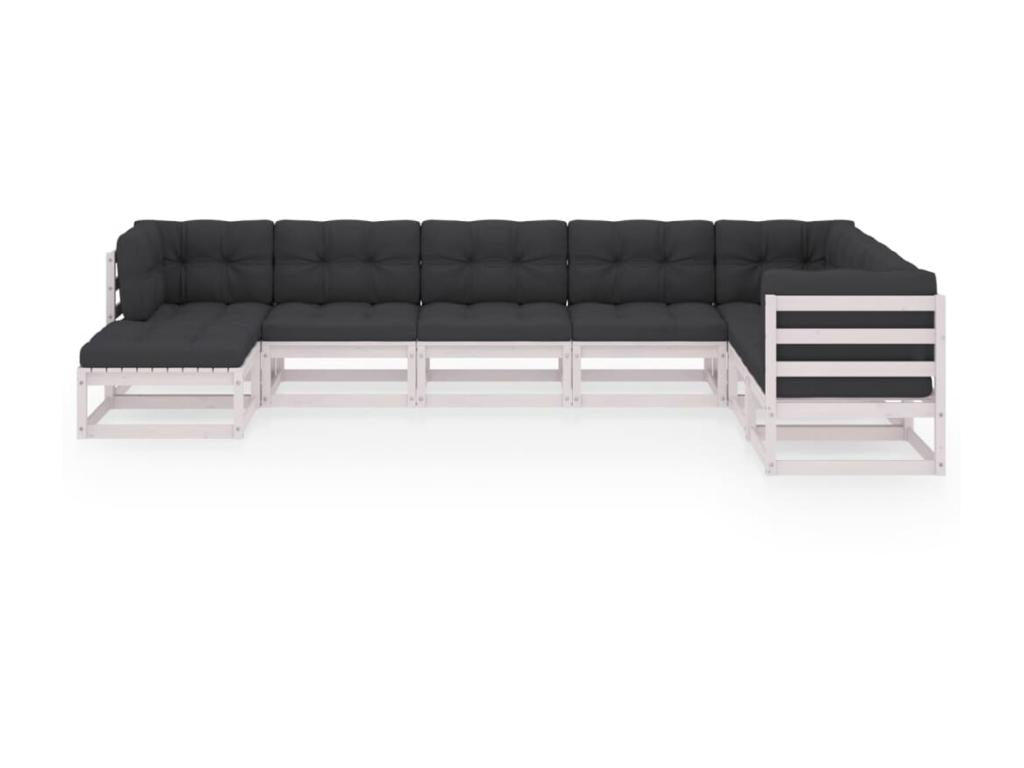 Salon de jardin 8 pcs avec coussins Bois de pin massif 63 VLFC64017