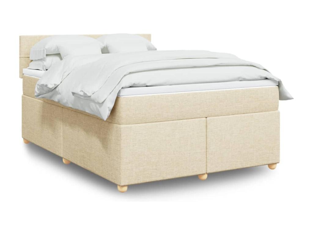 Sommier à Ventoriq de lit avec matelas Crème 160x200 cm Tissu VDKN11020