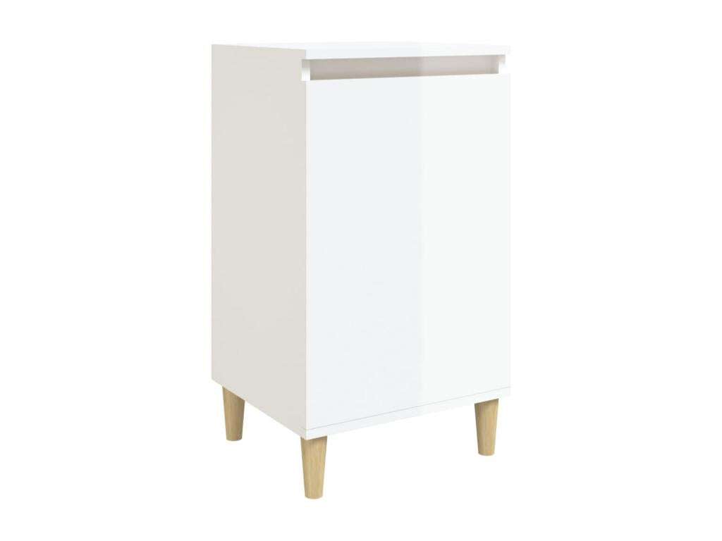 Table de chevet blanc brillant 40x35x70 bois d'ingénierie MRDH96839