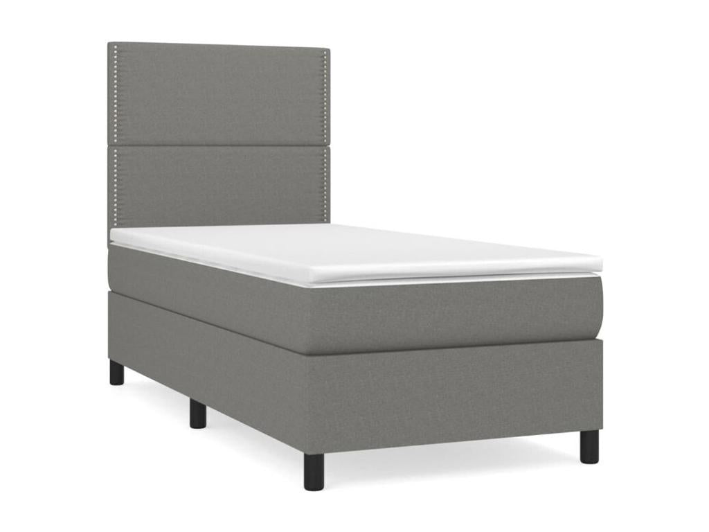 Sommier à Mobenze de lit avec matelas Gris foncé 90x200 Tissu CARB93287