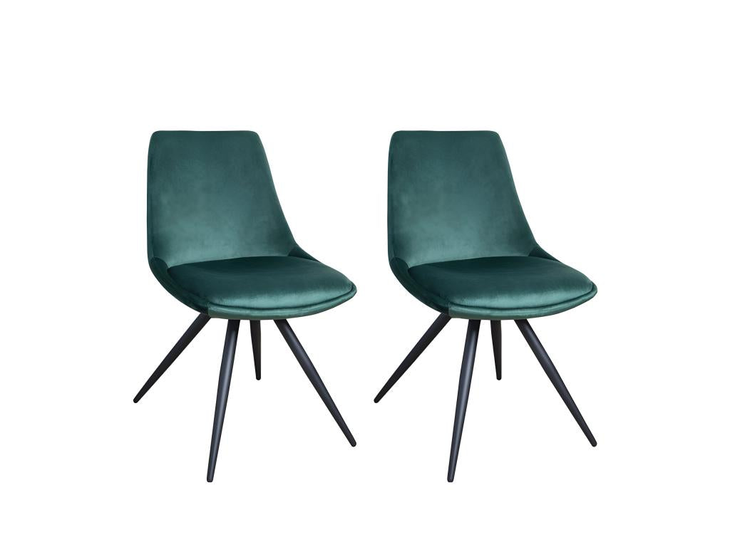 Lot de 2 chaises en velours vert canard - Boislis HHXC47457