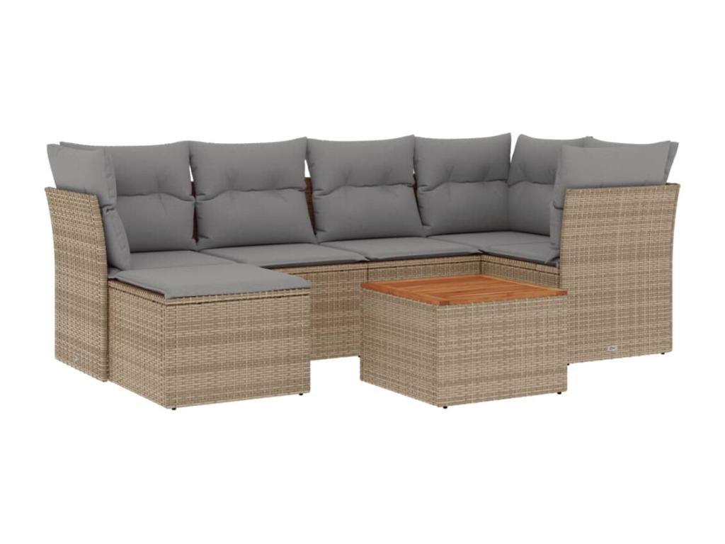 Salon de jardin avec coussins 7 pcs beige résine tressée DVAC38259