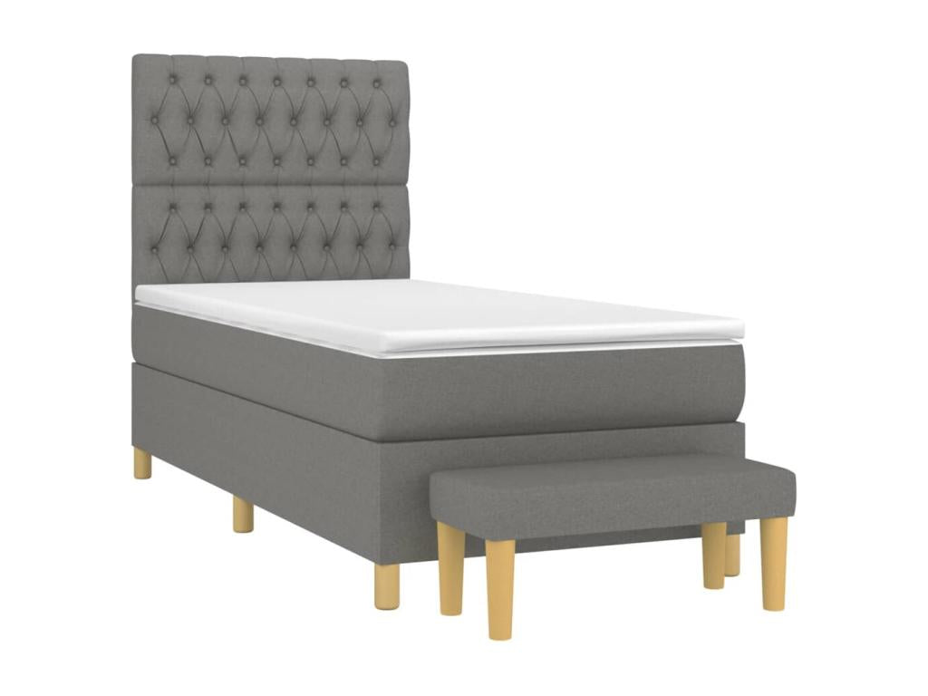 Sommier à Boislis de lit et matelas Gris foncé 90x190 cm Tissu QVZH00287