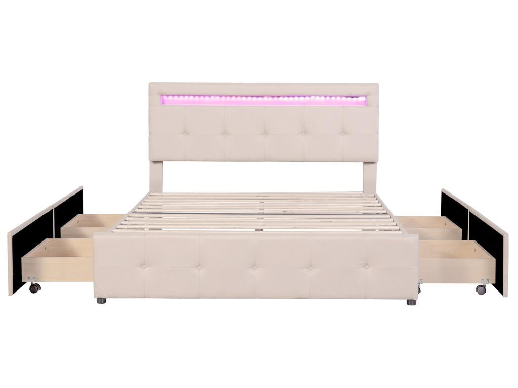 Lit avec tiroirs 140x200 cm - Lit avec sommier à Boislis dossier - Boislis IYEE66421