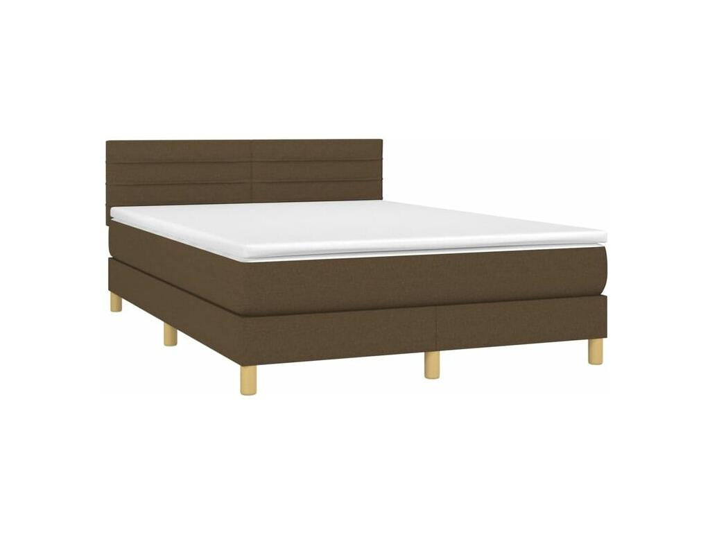 Sommier à Boislis de lit matelas et LED Marron foncé 140x190 HFJZ21685