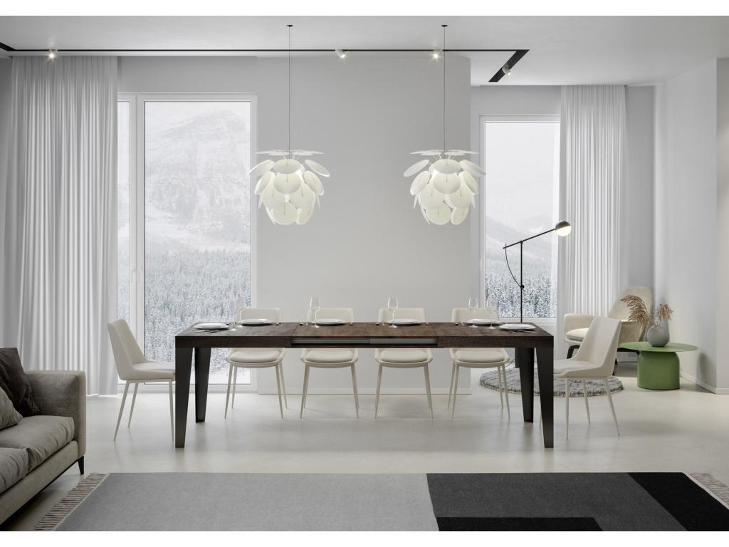 Table extensible 90x160/420 cm Flame Noyer cadre Anthracite KCZF59892