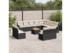 Salon de jardin avec coussins 13 pcs noir résine tressée EXTZ28505