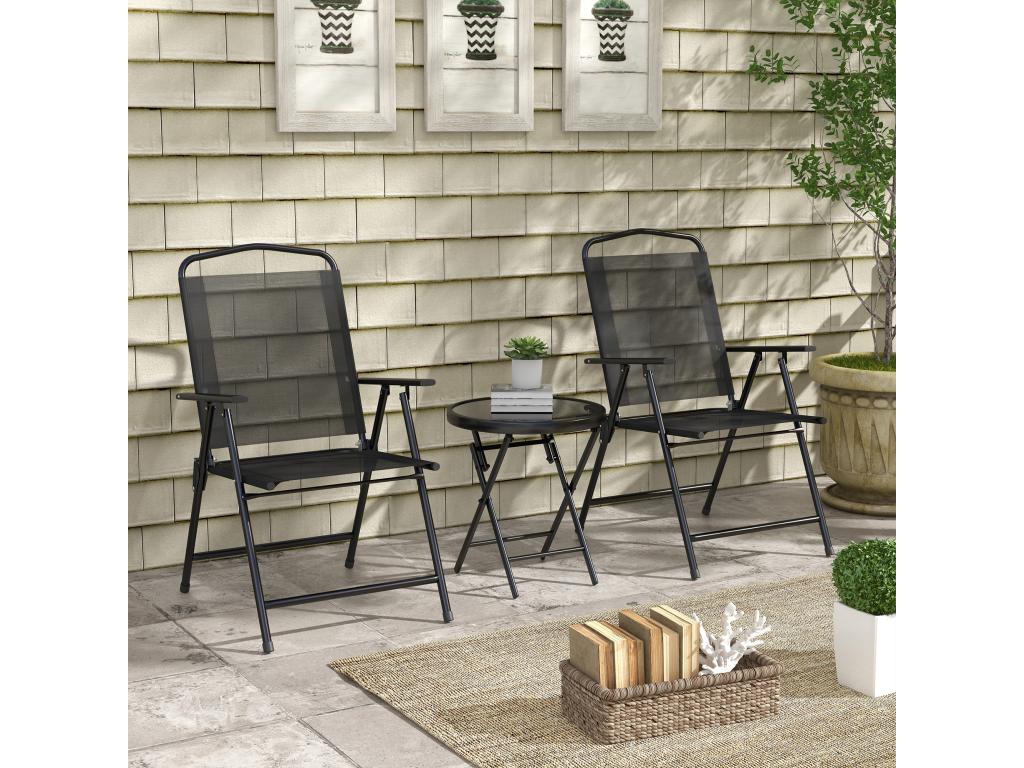 Ensemble Mobenze de jardin 3 pièces chaises pliables table basse NSTY15260