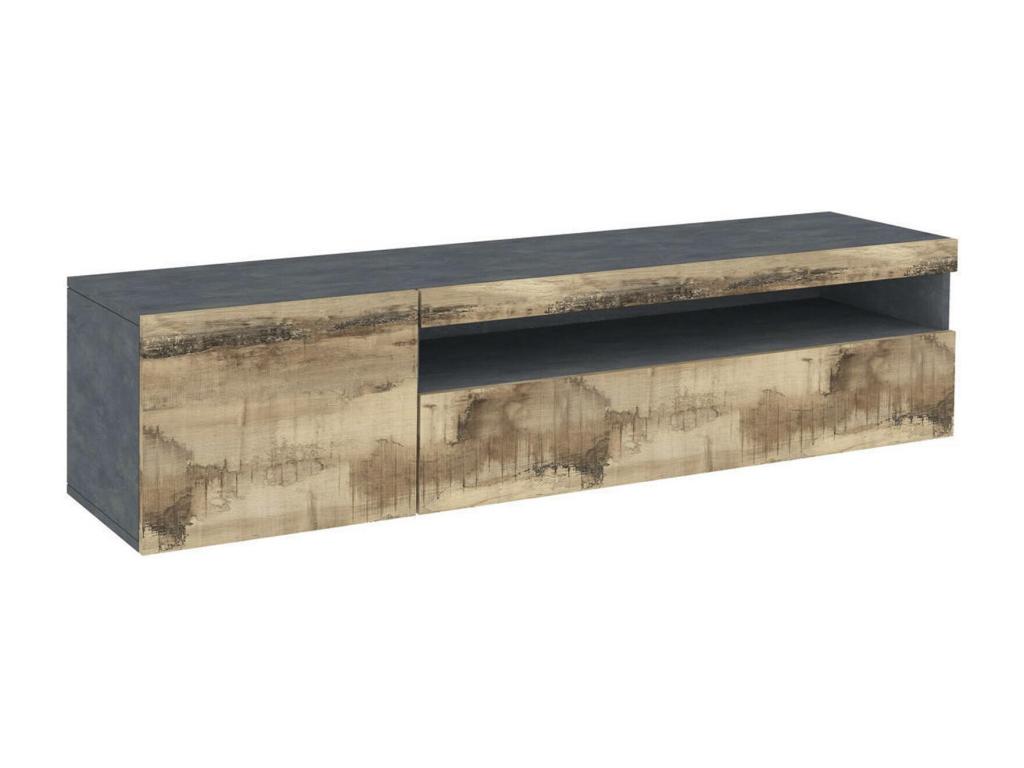 Meuble TV Ventoriq Buffet bas de salon Base pour meuble TV Made in Italy 150x40h37 cm Ardoise et Érable XAYK20067
