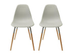 Boislis - Lot de 2 Chaises Polypropylène Gris et Bois DVCW13850