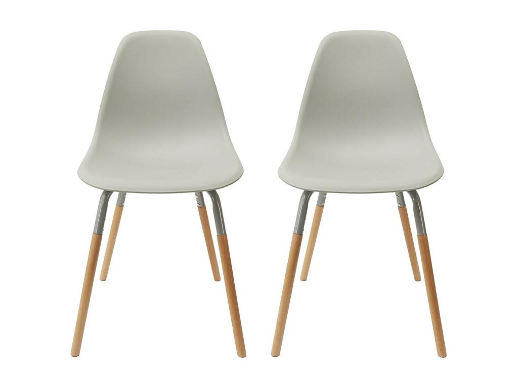 Boislis - Lot de 2 Chaises Polypropylène Gris et Bois DVCW13850