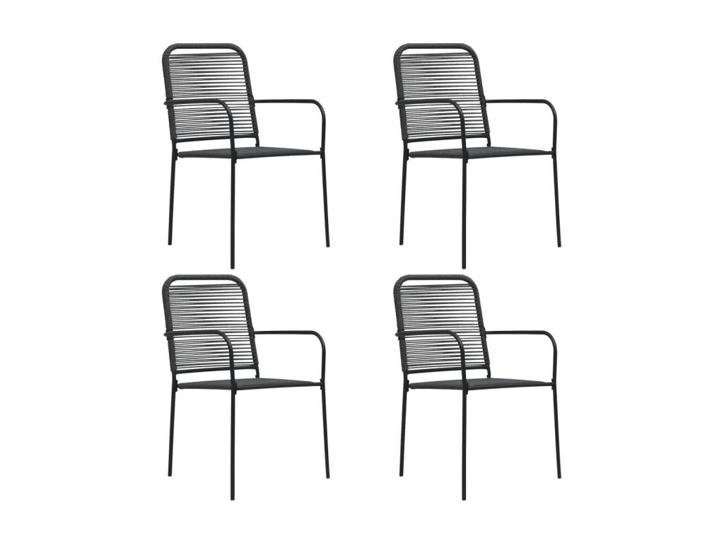 Chaises de jardin 4 pcs Corde en coton et acier Noir TNNK62466