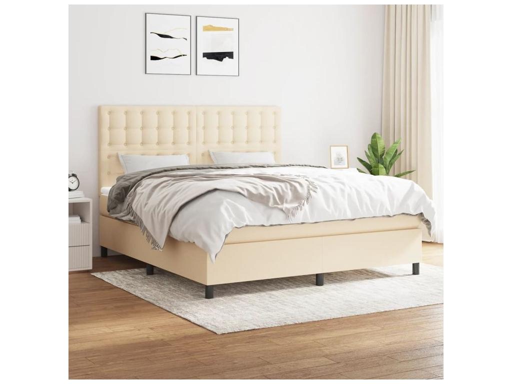 Sommier à Ventoriq de lit avec matelas Crème 180x200 Tissu BDNW97408