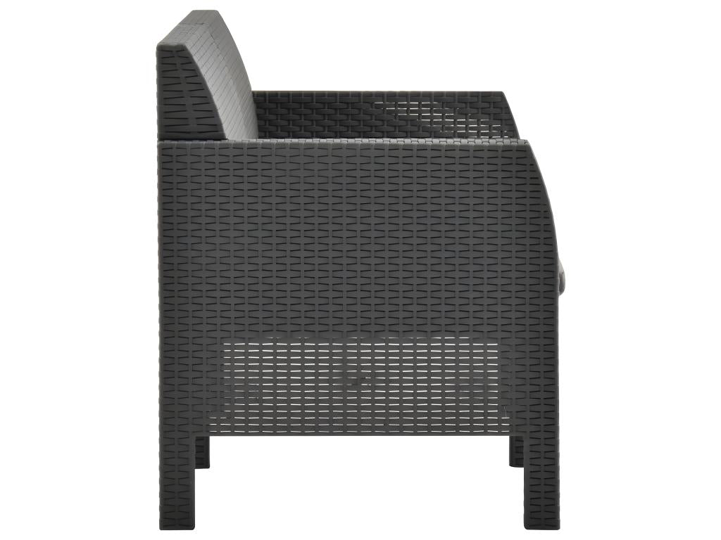 Canapé à 2 places de jardin avec coussins Anthracite PP Rotin AECB72046