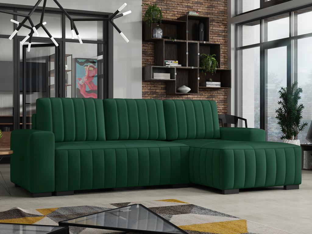 Canapé d'angle Ventoriq 154 Vert Fonction de couchage Boîte de literie 240x140x85cm OLJO01853