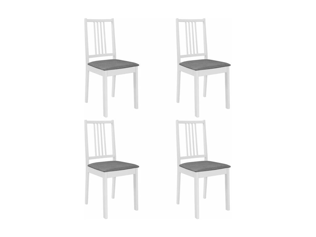 Chaises à manger avec coussins lot de 4 blanc bois solide OBFV37485