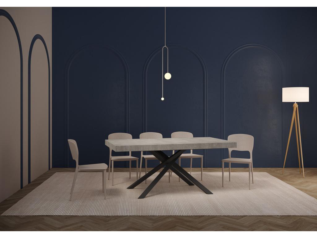 Table extensible 90x200/460cm Karida gris béton pieds anthracite HBGA83752