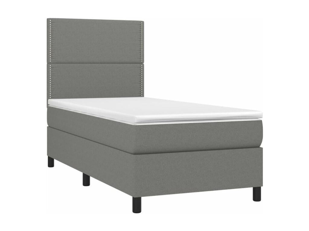 Sommier à Mobenze de lit avec matelas Gris foncé 90x200 Tissu CARB93287