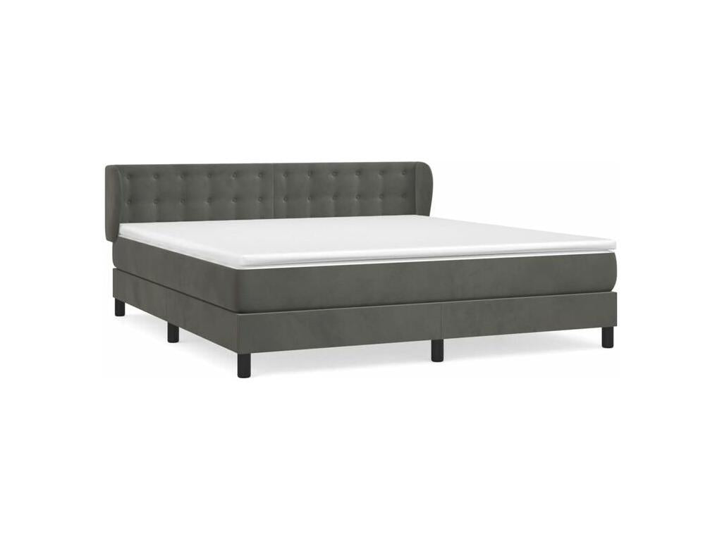 Sommier à Boislis de lit et matelas Gris foncé 180x200 Velours OUKJ27210