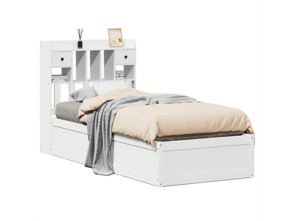 Cadre de lit sans matelas blanc 75x190 cm Mobenze de pin massif UQMM44966