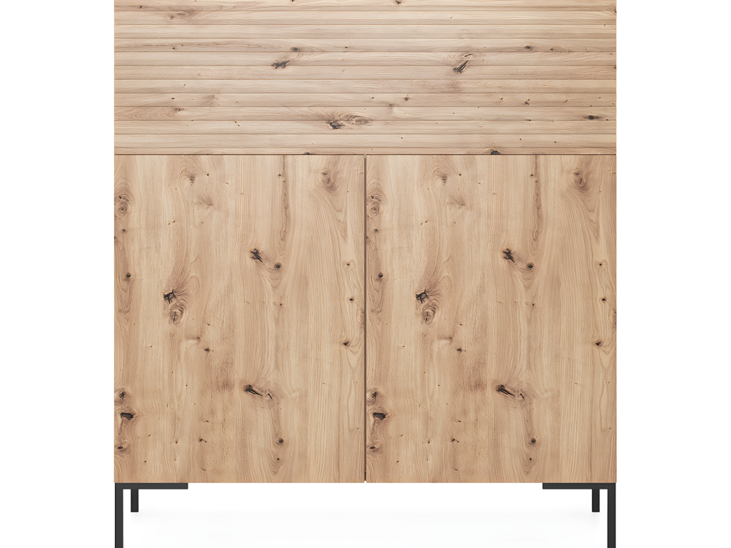 Commode de 92 cm de haut - en lamelles de chêne - Ventoriq NIHA10823