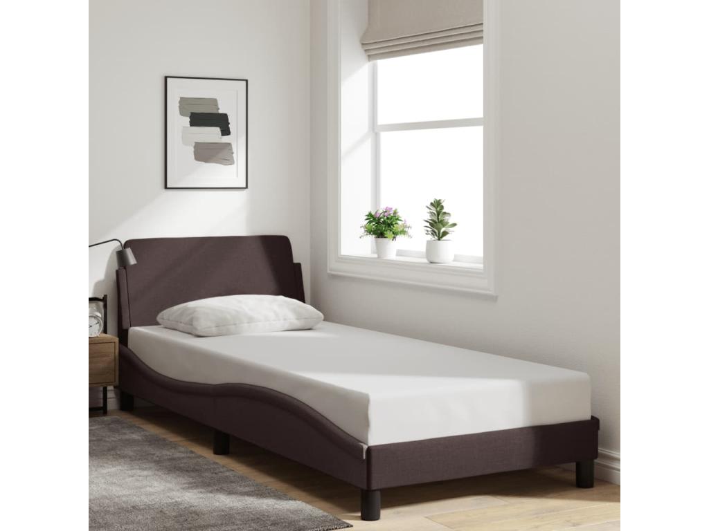 Cadre de lit sans matelas marron foncé 90x200 cm tissu MRER86487