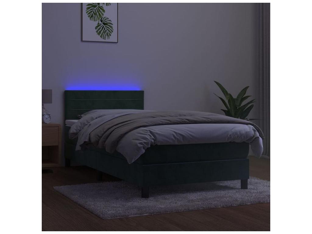 Sommier à Ventoriq de lit et matelas et LED Vert foncé 90x200 QHSM54832