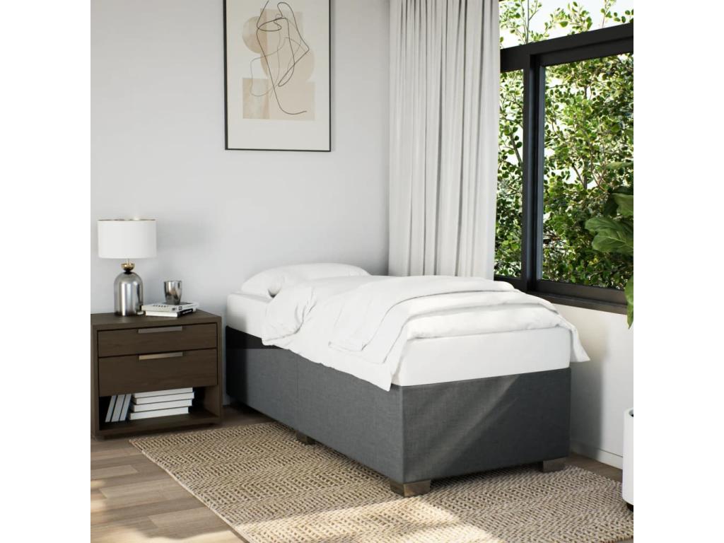 Sommier à Ventoriq de lit avec matelas Gris foncé 80x200 cm Tissu NCAN34143