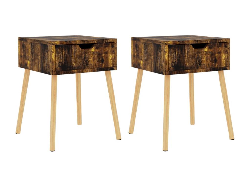 Tables de chevet 2 pcs Chêne fumé 40x40x56 cm Bois d'ingénierie TIQE68639