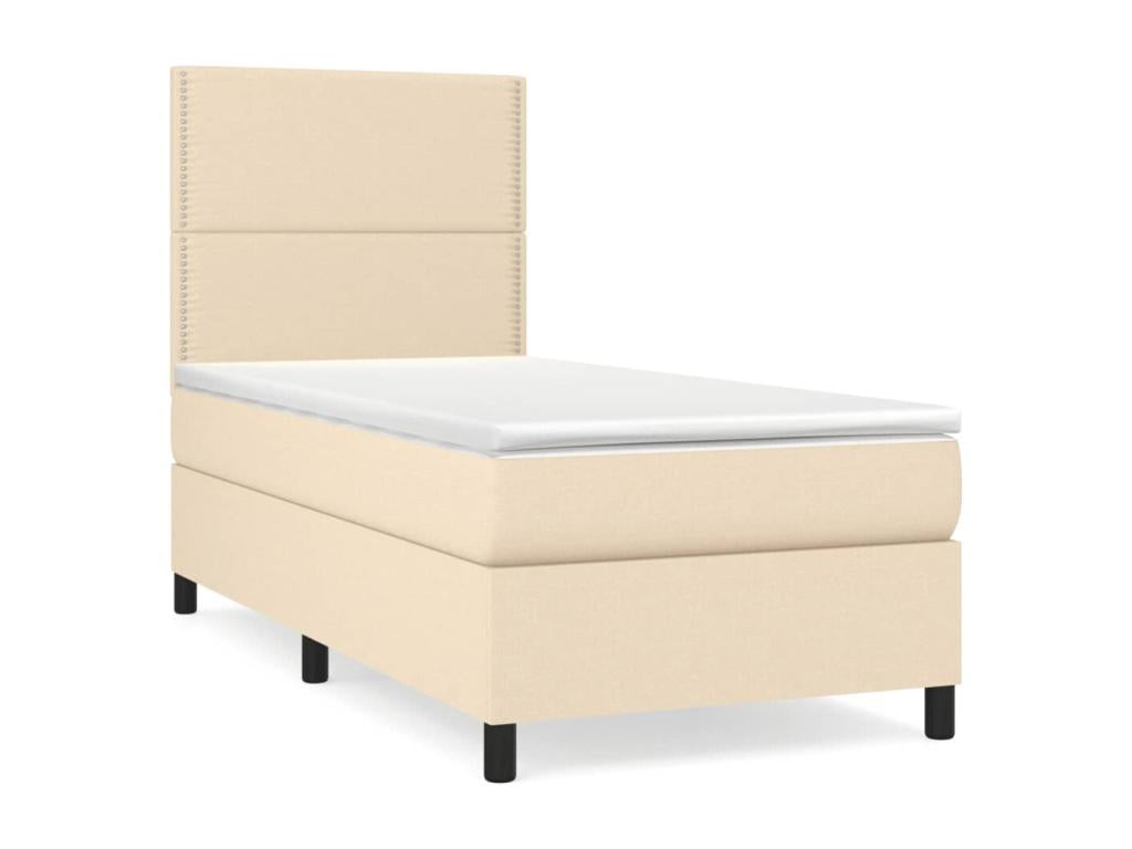 Lit à sommier tapissier et matelas Crème 90x190 cm Tissu WDDI38705