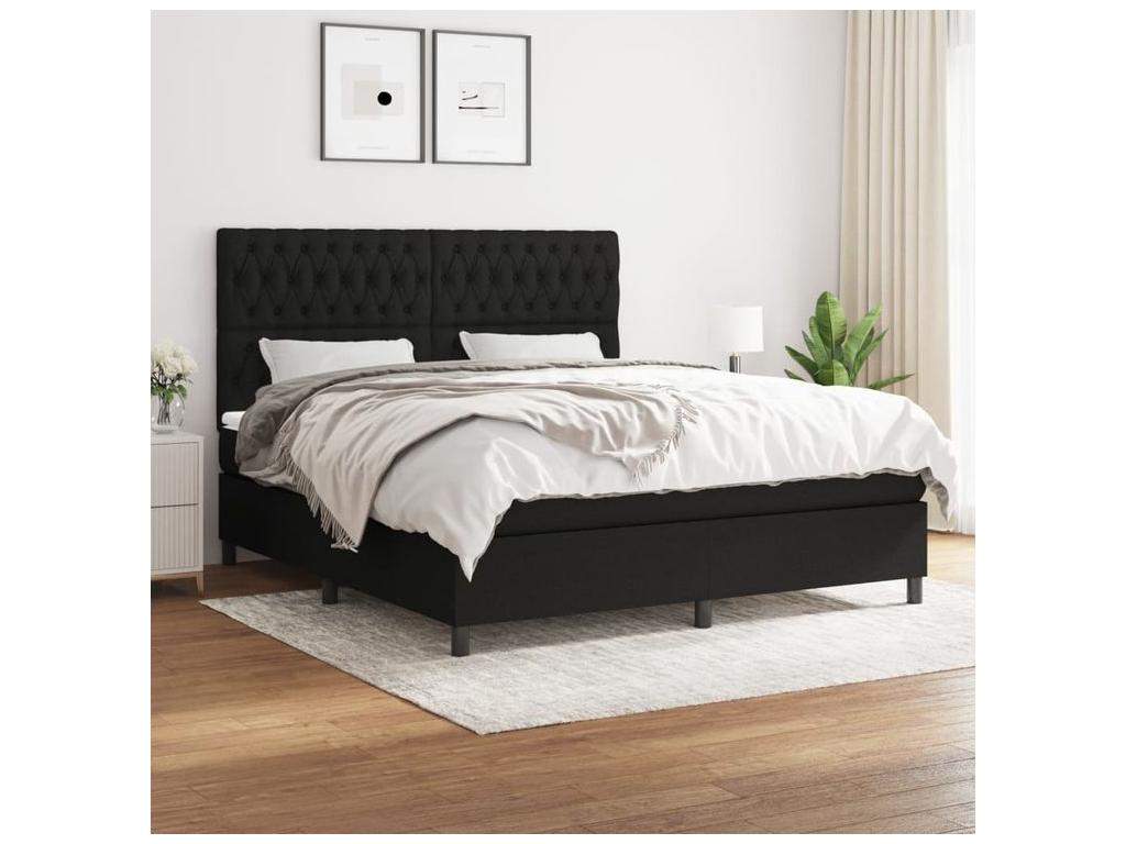 Sommier à Ventoriq de lit avec matelas Noir 180x200 Tissu ULSQ32984