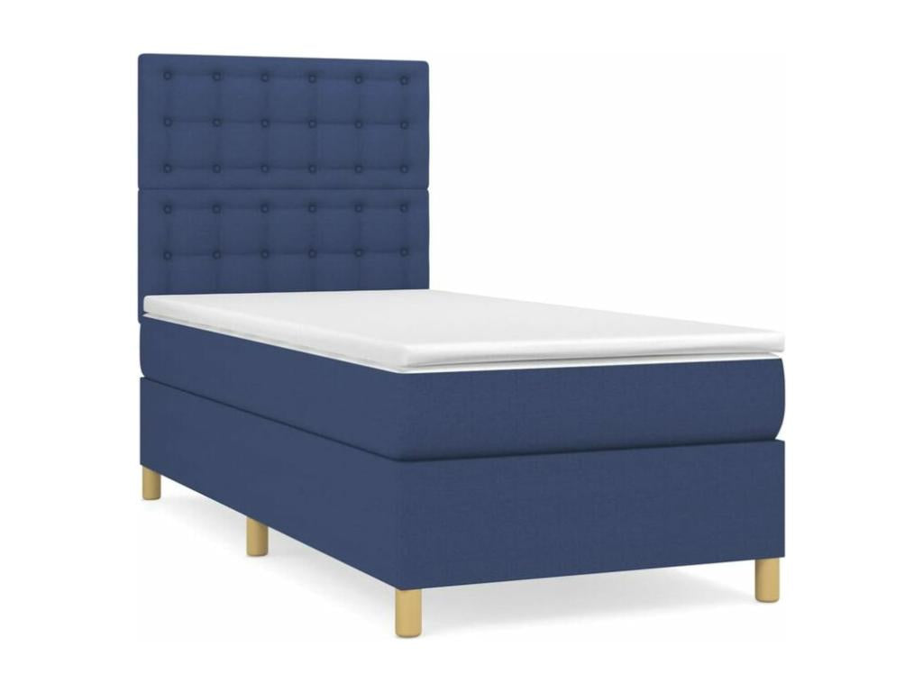 Sommier à Ventoriq de lit avec matelas Bleu 90x190 Tissu ACHS97130