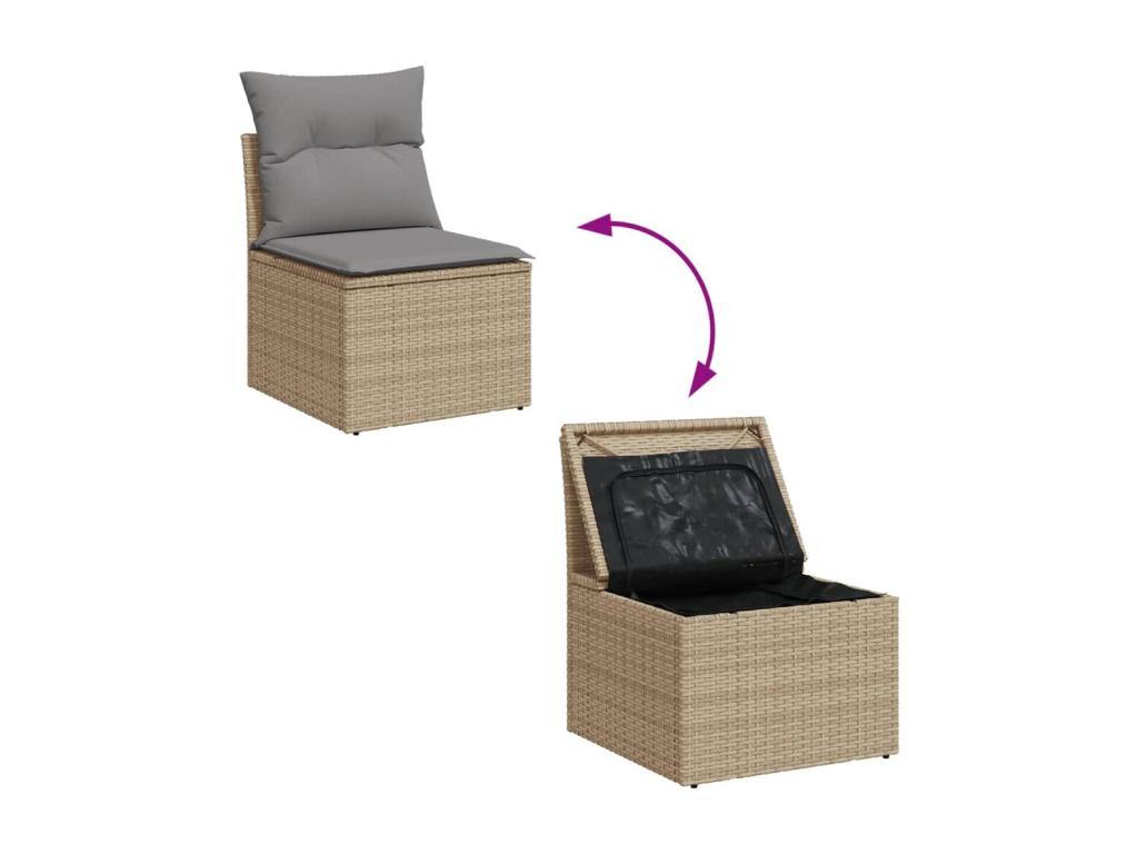 Salon de jardin et coussins 13 pièces méBoislis beige résine tressée YOQJ73977