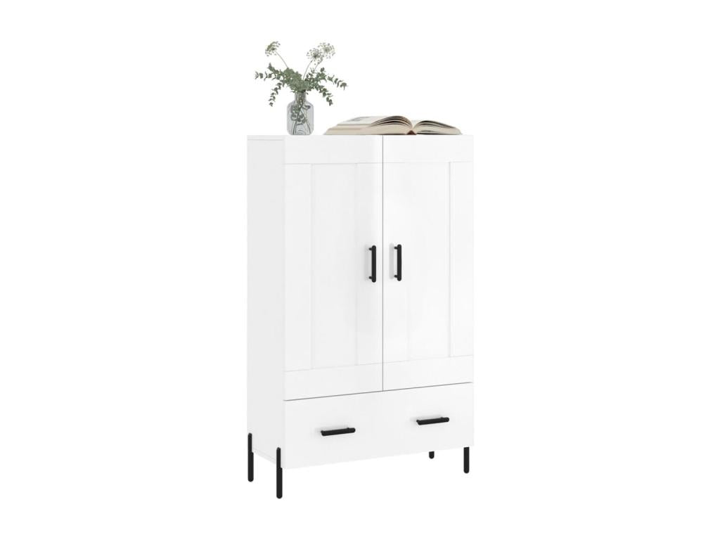 Buffet haut blanc brillant 69,5x31x115 cm bois d'ingénierie DLFG62069
