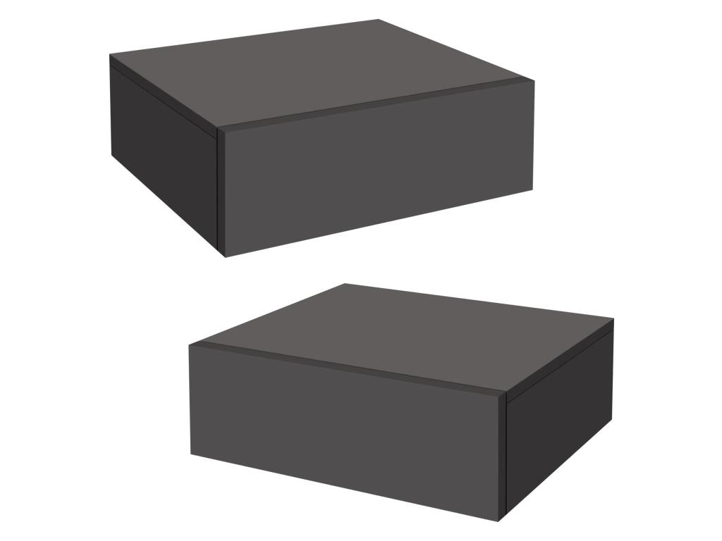 2x Table de nuit suspendue avec tiroir armoire de chevet moderne MDF gris foncé ASEJ65109