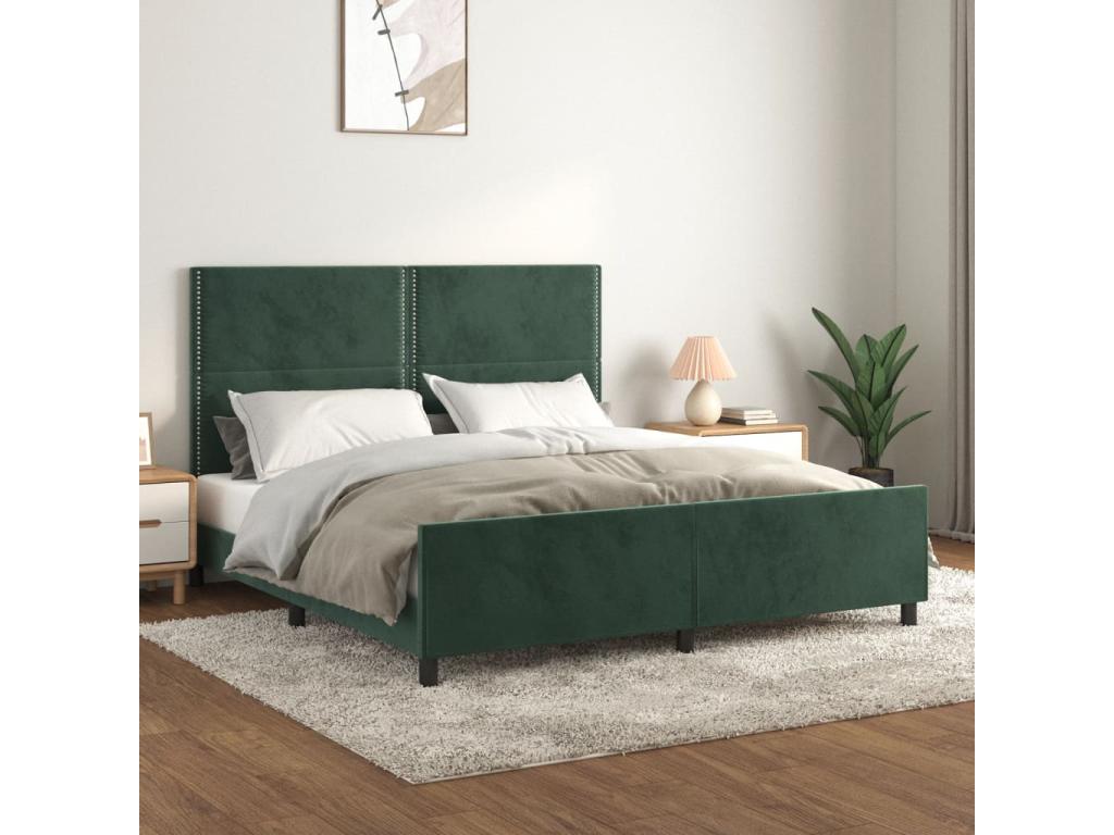 Cadre de lit sans matelas vert foncé velours WNCA21693