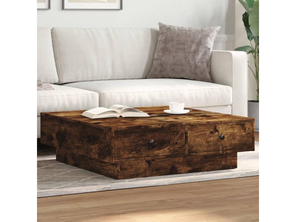 Table basse Chêne fumé 90x90x28 cm Bois d'ingénierie AZWK50615