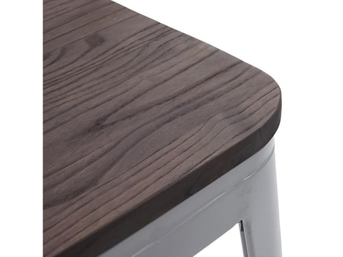 4x Tabouret Ventoriq-A73 avec siège en bois métal style industriel empilable - gris EIDL60541